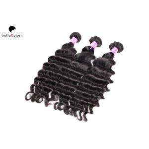 China Free Shedding 6A Remy Hair Weave , Natural Black Deep Wave Hair Extension supplier