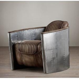 Industrial Style Home Leather Couch Wooden Frame Aviator Furniture aluminum sofa aviator