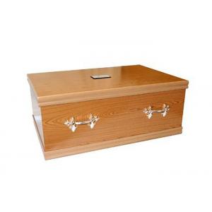 China Natural Wood Casket for Pet , Custom Made Pet Cremation Caskets With Pet Name Tab supplier