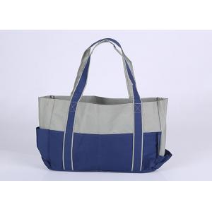 Two Tone Polyester Tote Bags 600D Polyester Canvas Tote With Outside Pocket