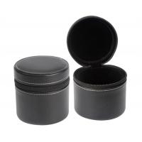 China Round Leather Watch Travel Case With Zipper , Black Mens Watch Cases Jewelry Box on sale