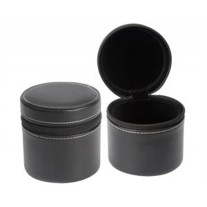 Round Leather Watch Travel Case With Zipper , Black Mens Watch Cases Jewelry Box