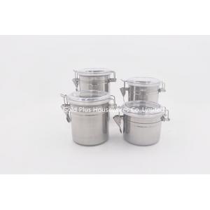 China 4pcs set Wholesale 304#stainless steel round tea tin candy can food storage canister with plastic lid supplier