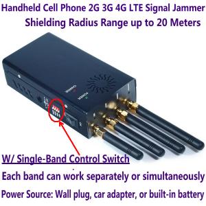4 Antenna Handheld Cell Phone 2G 3G 4G LTE Signal Jammer Blocker W/ Single Control Switch