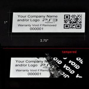 Print Tamper Evident Securtity QR Code Sticker Labels Barcode VOID Seals