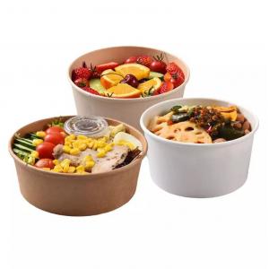 China 1300ml Paper Large Disposable Salad Bowl With Lid For Food Packing supplier