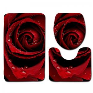 Romantic Valentine'S Day Toilet Mat Set 3 Piece Bath Rug Set non slip