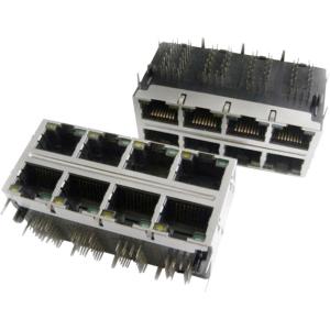 China 2x6 Multi-port Modular Jack RJ45 with transformer, shielded with EMI fingers, built-in LED wholesale