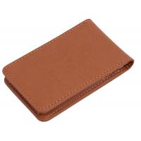 China 11x7cm Polybag Mens Leather Bifold Wallets , AQL Slim Brown Leather Wallet on sale