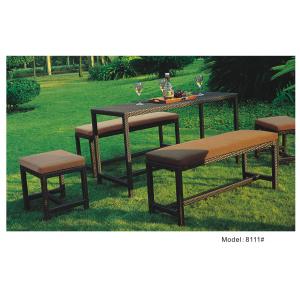 China 5pcs wicker rattan patio furniture garden benches ottoman table-8111 supplier