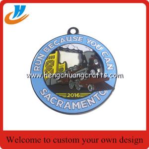 China Soft enamel metal medals,zinc alloy die casting 60mm medal with silver plated supplier