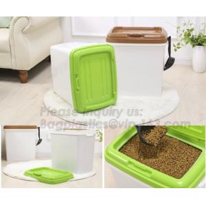 China Promotion Eco-friendly Plastic Scoop Pet Dog Food Storage Container, pet food container,dog treat jar with gold bone cov supplier