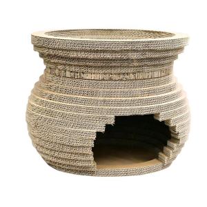 China Customised Hot Sale Paper Cardboard House Scratching Boards Cat Scratcher with Catnip wholesale