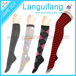 China Fashion stripe cotton socks knee high ladies' socks supplier