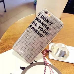 TPU Simple Lattice Couple English Words Glitter Back Cover Cell Phone Case For iPhone 7 6s Plus 5s