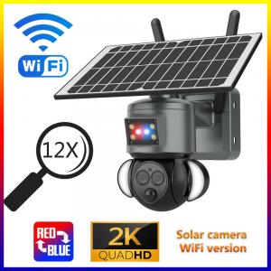 PTZ 12X Zoom Smart Floodlight Solar Wifi Camera Red Blue Warning