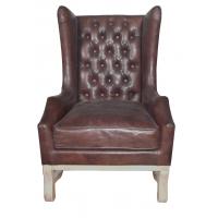 China Hotel Living Room Antique Leather Armchairs Chesterfield High Back Armchair on sale