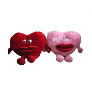 China 2 Color Asst 7.87in 20cm Heart Shaped Plush Pillow With Red Lip Non Toxic supplier