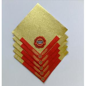 China Golden Aluminum Custom Foil Stickers Embossing Lacquer Coated Surface wholesale