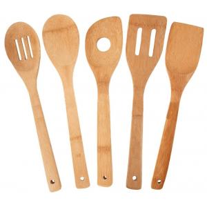 FPA free organic bamboo reusable kitchen cooking utensil with holder set of 7