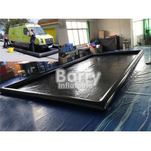 Black PVC Inflatable Car Wash Mat Customized Mobile Water Containment Mat