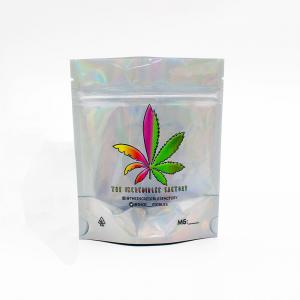 Laser Foil Smell Proof Mylar Bag Weed Packaging Stand Up Pouch With Zipper