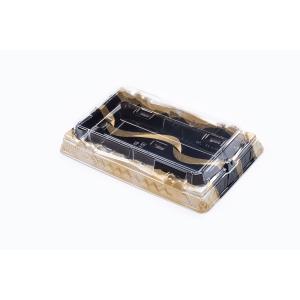 Sushi Tray With Anti Fog Lid Disposable Sushi Box To Go Box Black Plastic Container