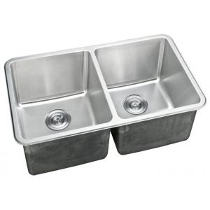 China Double Bowl Kitchen Sink / Double Basin Stainless Steel Sink Rectangular Shape supplier