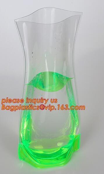 Square Plastic Vase,Plastic Flower Vases, transparent PVC bag, vase pouch, stand