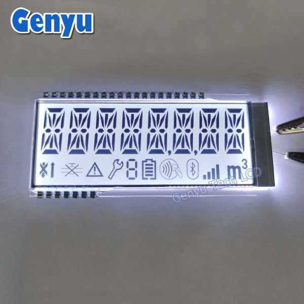 TN White 14 Segment LCD Display Black Digits Customized Sizes PIN Connect