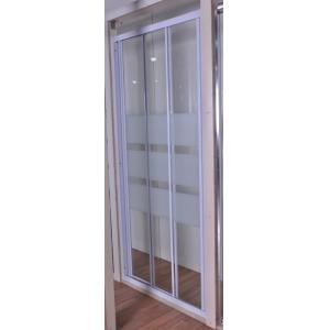 China Custom Glass Shower Door , 3Pcs Shower Sliding Glass Doors With White Painted Profile supplier