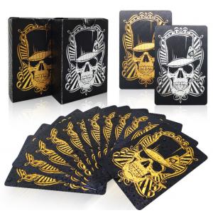 Durable Foil Stamping Black And Gold Playing Cards Waterproof 280gsm