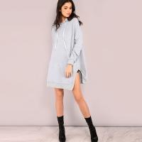 China New Designs Slit Hooded Pocket Front Dropped Shoulders Sweatshirt for Women on sale
