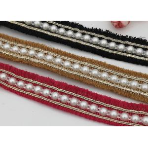 China Beaded Decorative Elastic Bands Red / Yellow / Black For Girls Shoe Decoration supplier
