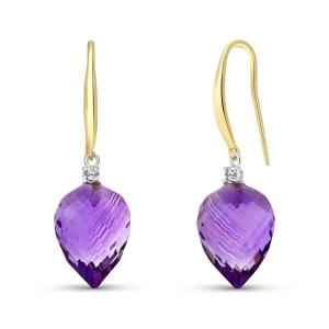 Amethyst & Diamond Drop Earrings in 9ct Gold Drop Earrings For Women