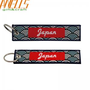 Airplane Souvenir Custom Woven Keychain Colorful Embroidered Key Tags