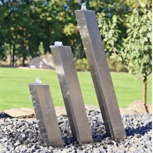 Public Decorative Brushed Finish Stainless Steel Square Column Water Feature