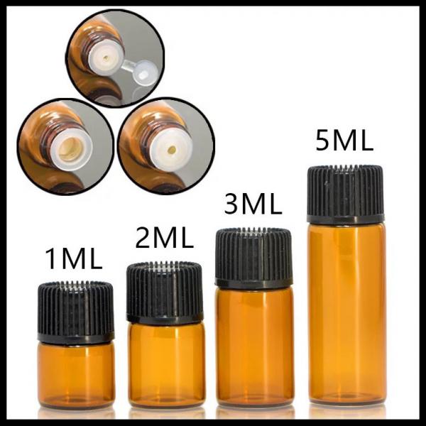 Mini Size Essential Oil Glass Bottles Normal Cap For Serum / Perfume 1ml 2ml 3ml