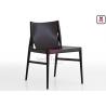 Dark Gray Color Wood Restaurant Chairs Saddle Leather Indoor Commercial