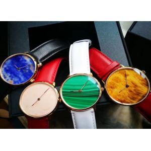 Multi Color Luxury Stone Craft , High End Quartz Watch With Marble Dial