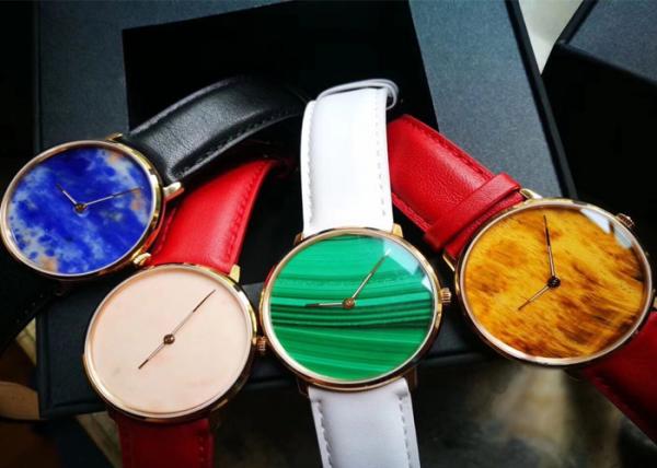 Multi Color Luxury Stone Craft , High End Quartz Watch With Marble Dial