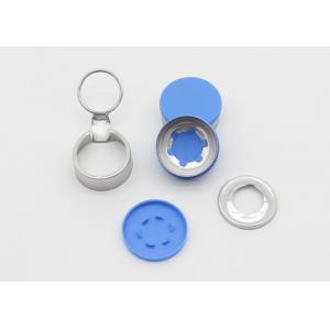China 32mm Blue Infusion Medicinal Vial Caps With Ring Pull Customized Logo And Size supplier