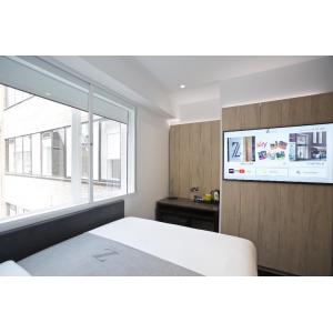 Bangkok hotel style apartment saving space furniture by Laminated wall panel Bed headboard with writing desk and Wardrob