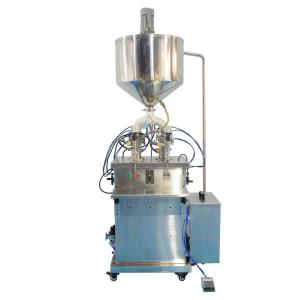 China Vertical Pneumatic Olive Oil Filling Machine with Heating Lipstick Cream Mixing Heating Filling Machine supplier
