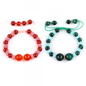 China 8mm Green Tiger Eye And  Red Chalcedony Adjustable Braided Rope Healing Balance Bead Bracelet supplier