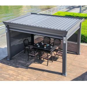 European Style Metal Roof Gazebo Outdoor Garden Leisure Louvers Aluminium Pergola With Louvered Roof