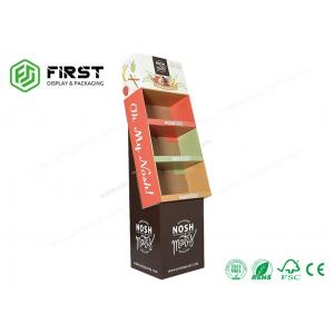 China Custom Glossy Printed Logo Corrugated Paper Floor Display Stand For Exhibitions supplier