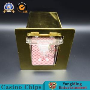 China Stainless Steel Titanium Yellow Playing Cards Holder GamblingTable Hidden Card Box supplier