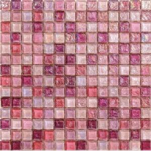 China Cute pink color water waving glass mosaic tile for girls' room supplier