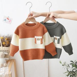 Winter Children Warm Wear Top with chest pocket Custom Design Chunky Knit Clothes Toddler Baby Sweater Baby boy clothes